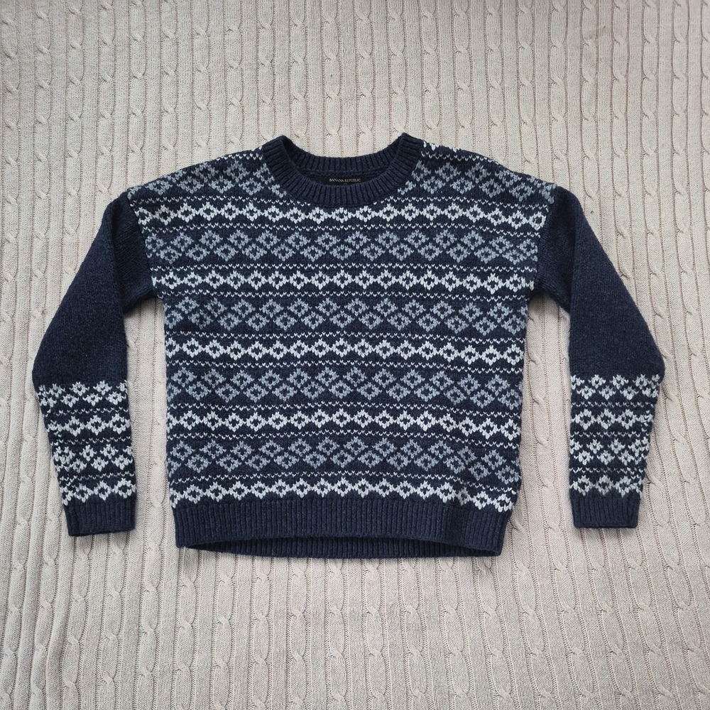 Banana Republic Cropped Pullover Patterned Sweater Long Sleeves, Size S